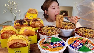 ASMR 토스트는 역시 컵라면과 리얼먹방 :) Egg toast, Ramen MUKBANG