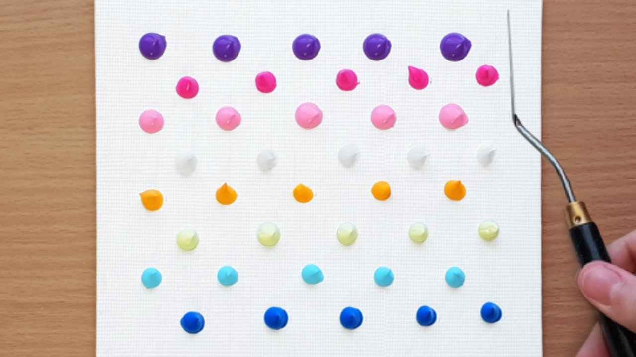 Colorful Acrylic Painting Glowing Lake Easy Acrylic Painting Demonstration 56 Satisfying