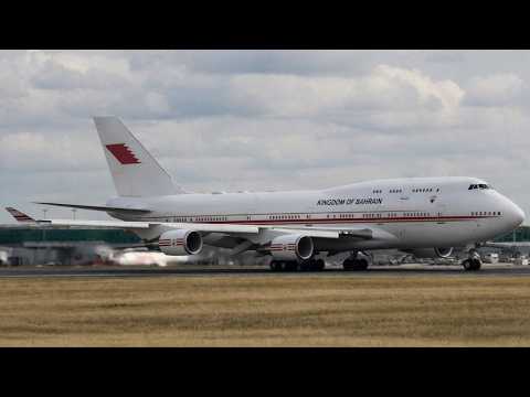 Bahrain Royal Flight Boeing 747 A9C-HAK at London Stansted Airport