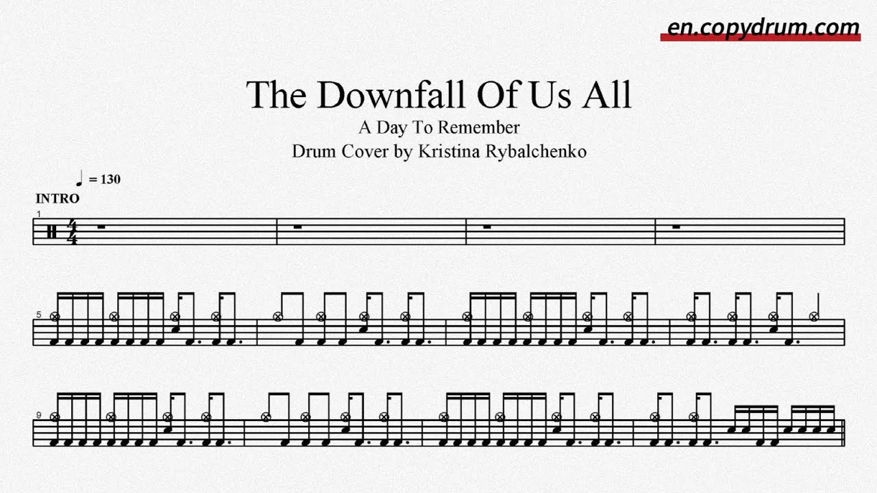 A Day To Remember - The Downfall Of Us All -Drum Cover by Kristina Rybalchenko | Drum Sheet Music 🥁🎵