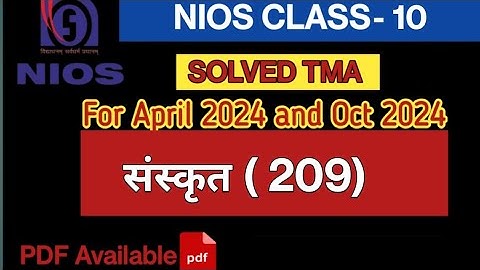 NIOS Class 10th Sanskrit (209) Solved TMA 2023- 24