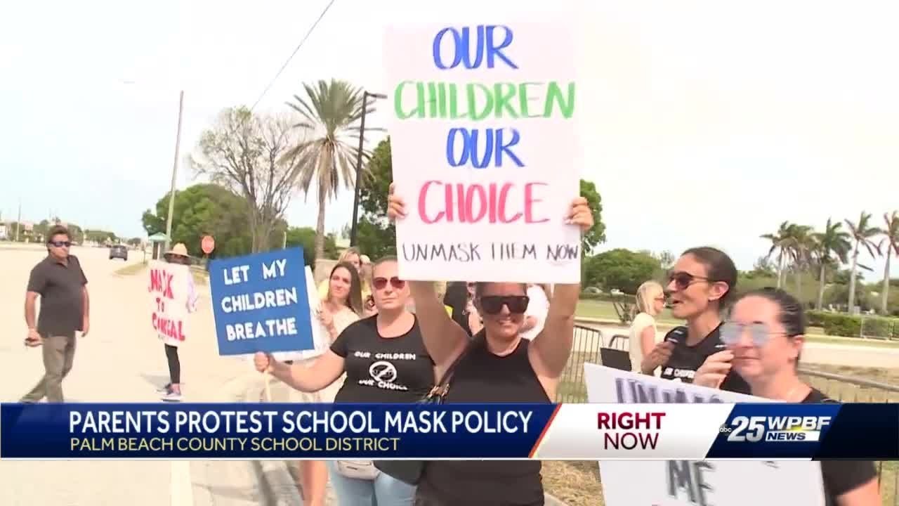 Parents protest school mask policy - YouTube