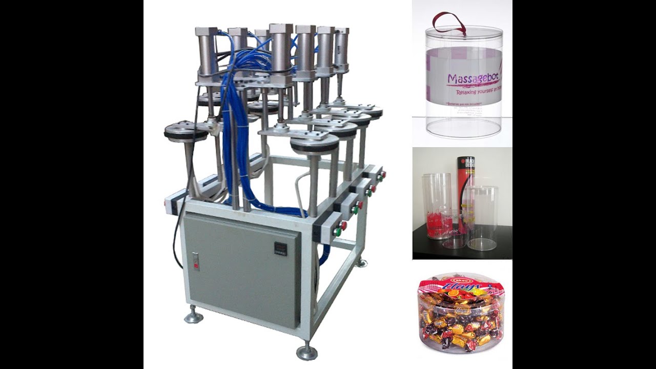 JC-2012A-6H PP/PVC transparent plastic shipping box Cylinder Tube Edge Crimping Machine