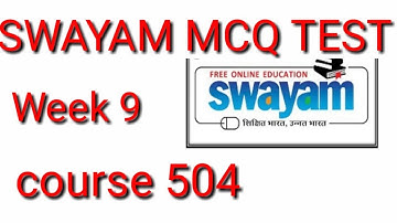 Swayam mcq solved week 9 course 504.