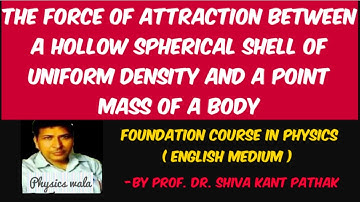 THE FORCE OF ATTRACTION BETWEEN A HOLLOW SPHERICAL SHELL OF UNIFORM DENSITY AND POINT MASS OF A BODY