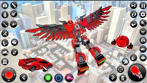 Flaying hawk robot car game.tobot hero saving city mobile gameplay part(1)