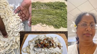 How to make homemade pasta;Spinach,Cilantro&amp;Garlic Pasta. With/without machine; Alfredo-white sauce.