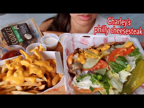 ASMR EATING CHARLEY S PHILLY CHEESESTEAK CHEESE FRIES MUKBANG REAL SOUND 먹방 TWILIGHT SHOW