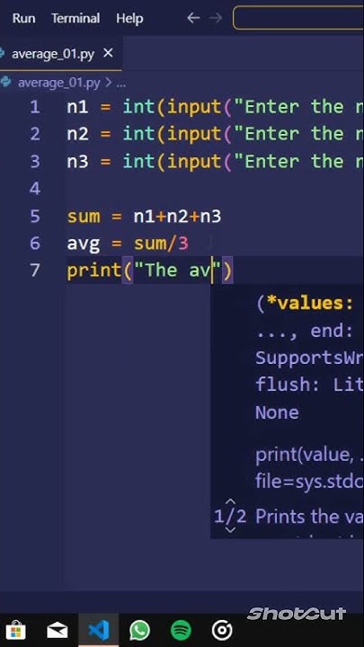 Write a program to find Average of three numbers in python.#codm # ...