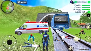 Black Hole Rope Hero Vice Vegas - Ambulance at Train Station - Android Gameplay
