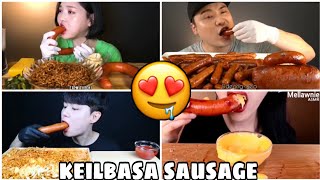 *BIG BITE* Giant Kielbasa Sausage ASMR Mukbang Eating Compilation