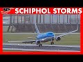 Storms at Amsterdam Schiphol Airport | Go-Arounds, Crosswind, Wet Runway