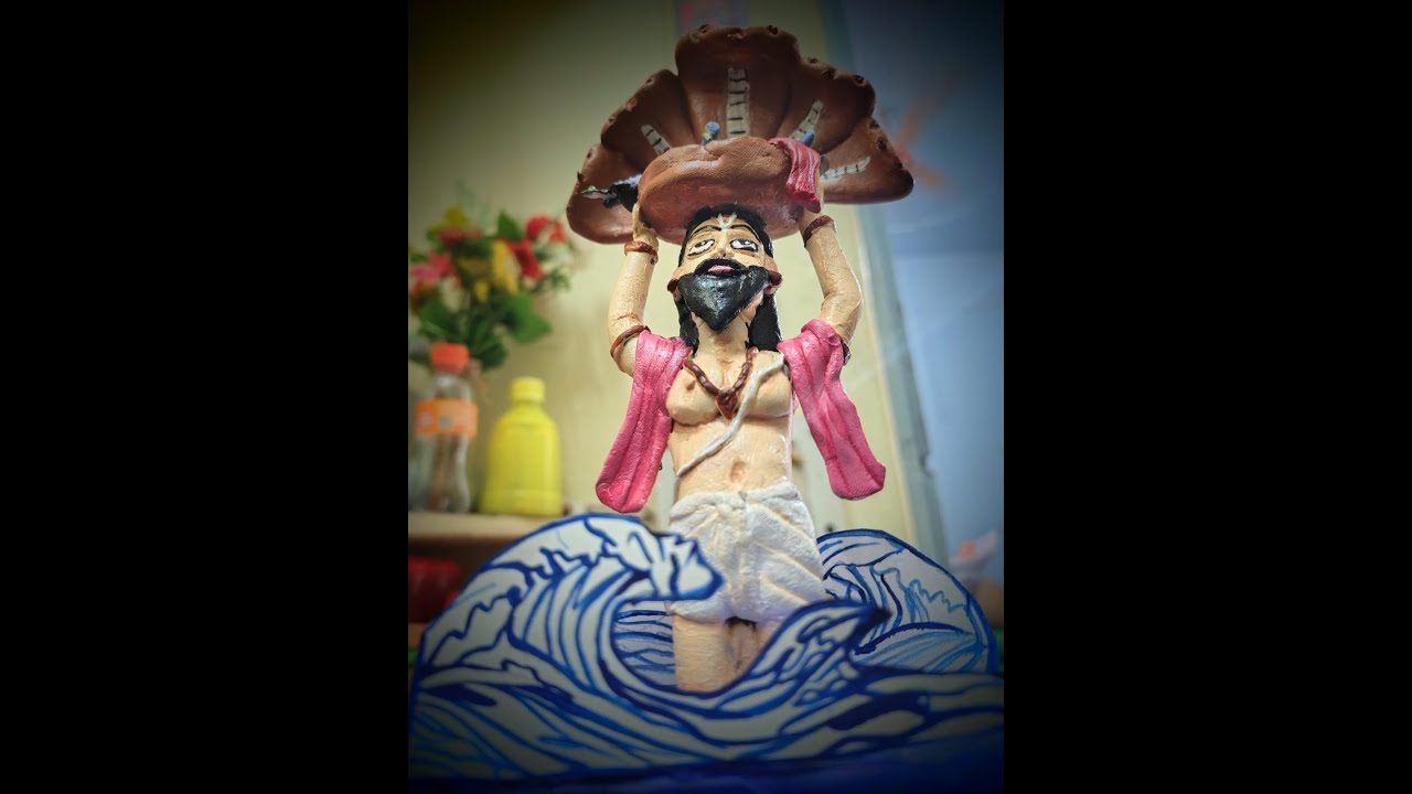 The Divine Bond: Clay Art of Vasudev and Krishna