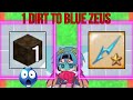 1 dirt to blue zeus challenge i got 2 swords from hcaking coins with furnace in skyblock blockmango