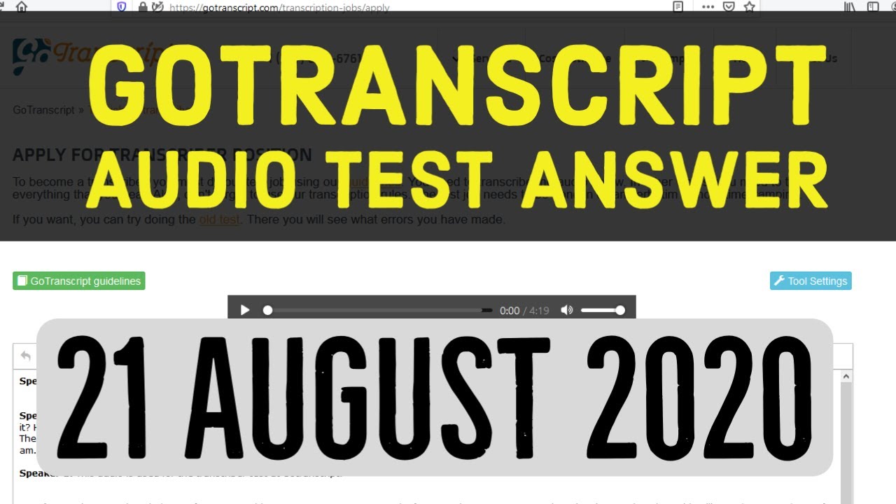 GoTranscript - GoTranscript Audio Test Answers 21 August 2020