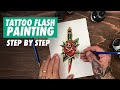 Tattoo flash painting stepbystep