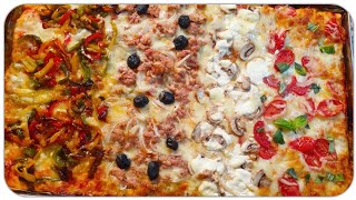 بيتزا بتشكيلة متنوعة 4×1 بكل أسرارها كيفما كنحضروها في المطعم  🍕