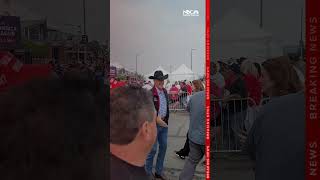 Rep. Ryan Zinke arrives at the Trump Rally in Bozeman