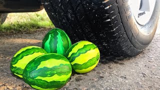 Crushing Crunchy & Soft Things by Car!   EXPERIMENT WATERMELON EGGS VS CAR