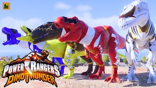 Power Rangers Dino Thunder, Ranger Battle and Rampage - Red Dino Ranger, White, Black, Blue, Yellow