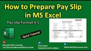 How to Prepare Salary Slip in MS Excel | Salary Slip Format | Pay Slip | Template