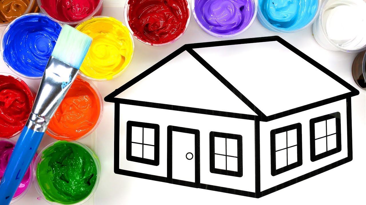 Coloring and Painting House and Pumpkin Painting Page, Children can Learn  to Color with Paint 💜 (4K) 