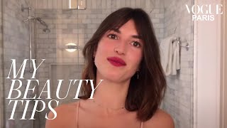 Jeanne Damas Does French-Girl Red Lipstick—And a 5-Second Easy Bang Trim | Vogue Paris