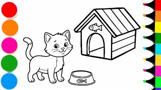 Drawing and Coloring a Cute Kitten | How to Draw a Cute Cat Step by Step | Kitten Drawing screenshot 4
