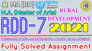 RDD 7 Solved Assignment 2020-21 IGNOU | Communication and Extension in Rural Development | MA (RD)