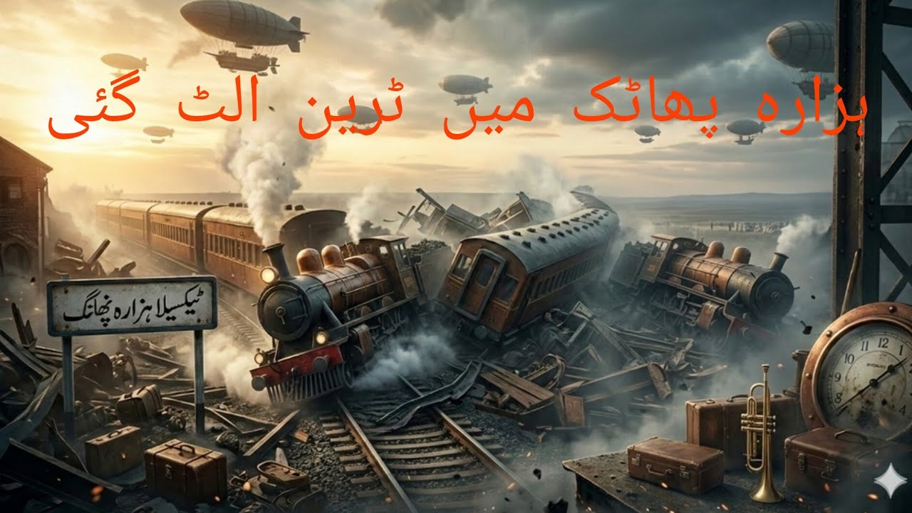 ہزارہ پھاٹک ٹیکسلا میں سڑک کے درمیان ٹرین الٹ گئی ٹریفک روک دی گئی