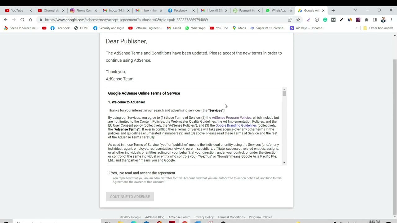 Google Adsense term and condition update | Update in Google Adsense 2022