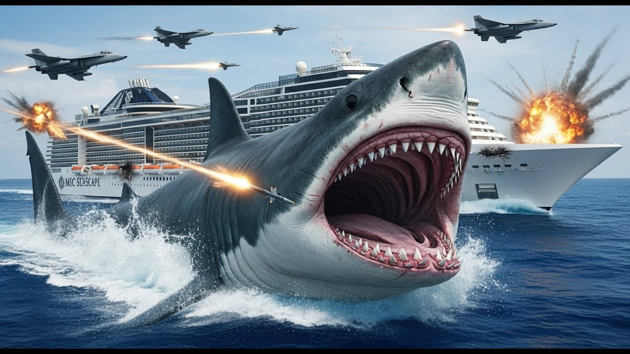 Unbelievable! Military combats giant Megalodon shark attack on MSC ...