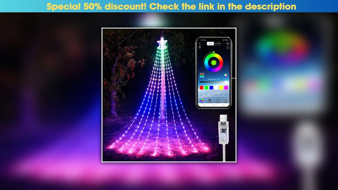 Best Smart App Control RGB Waterfall String Light USB Powered Outdoor Christmas Star Fairy Lights f