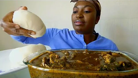 Asmr mukbang atama soup with poundo yam fufu