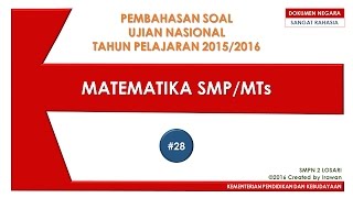 Pembahasan soal un matematika smp 2016 #28