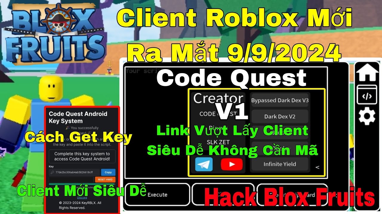 Cách Hack Client Code Quest V1 Mới Ra Mắt 9/9 Siêu VIP - Cách Get Key ...