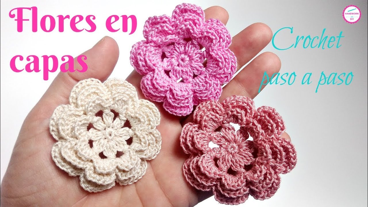 Dibujar Intento Ingresos CÓMO TEJER FLORES A CROCHET EN 3 CAPAS - YouTube