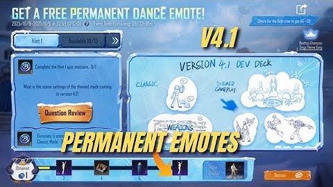 V4.1 NEWS EVENT IN PUBG MOBILE | GET A FREE PERMANENT DANCE EMOTE V4.1 | V4.1 HINT 1 ANSWER 