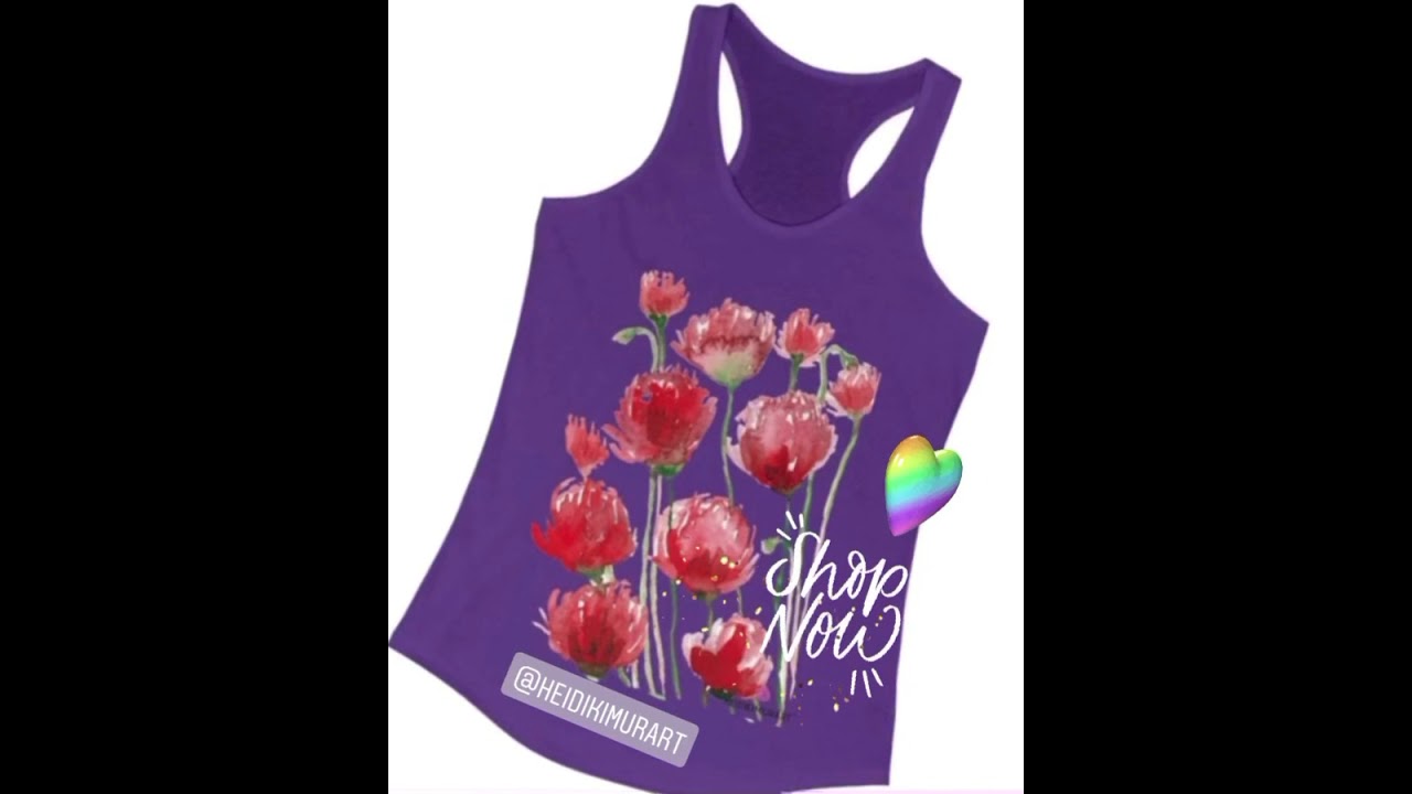 Fun red poppy floral tank top for yoga