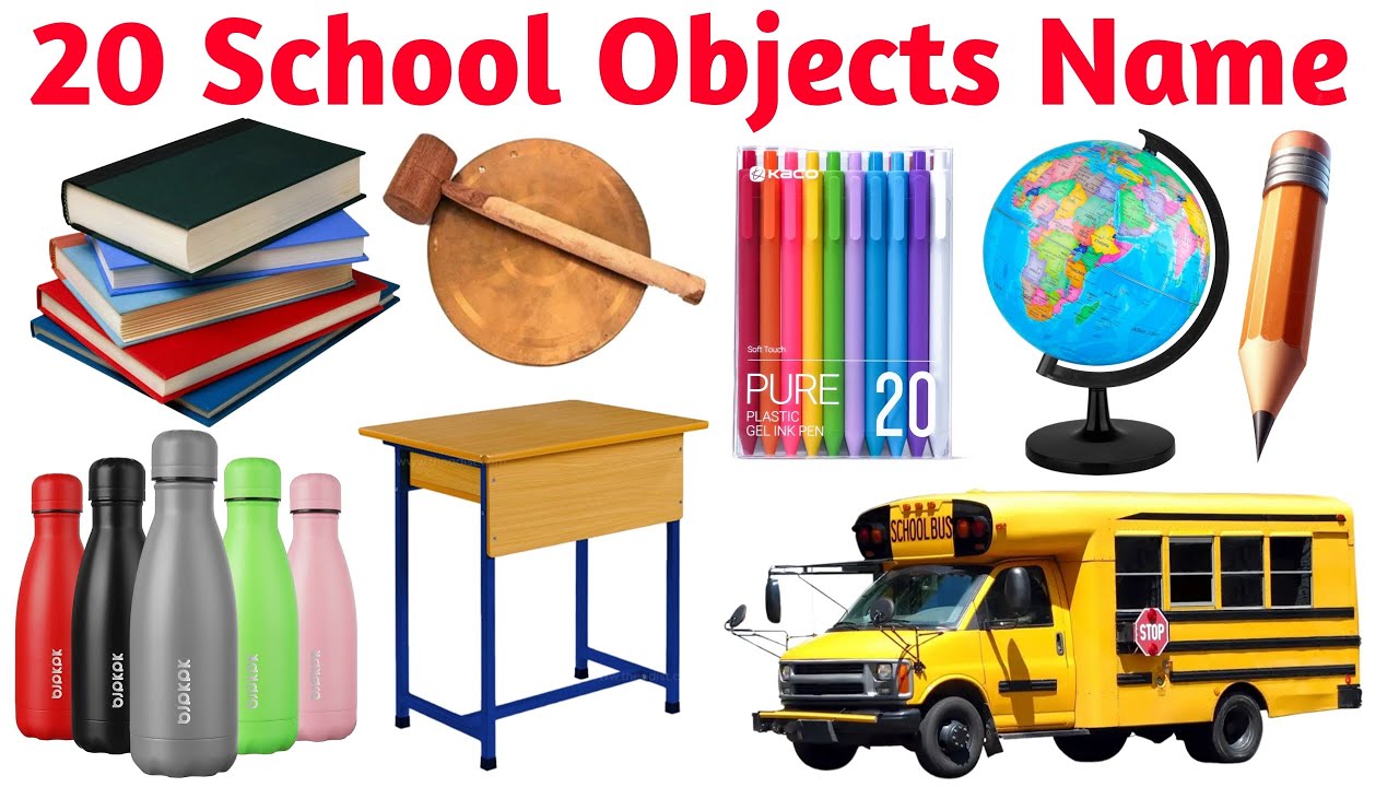 20 School Objects Names for Kids | Learn School Things in English and Hindi | Educational Video