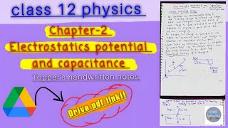 class 12 physics chapter 2 handwritten notes | Electrostatic Potential & Capacitance Handwritten PDF