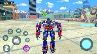 Optimus Prime Super Robot Jet Car Bike Transformation Robot in the City Game - Android Gameplay screenshot 3