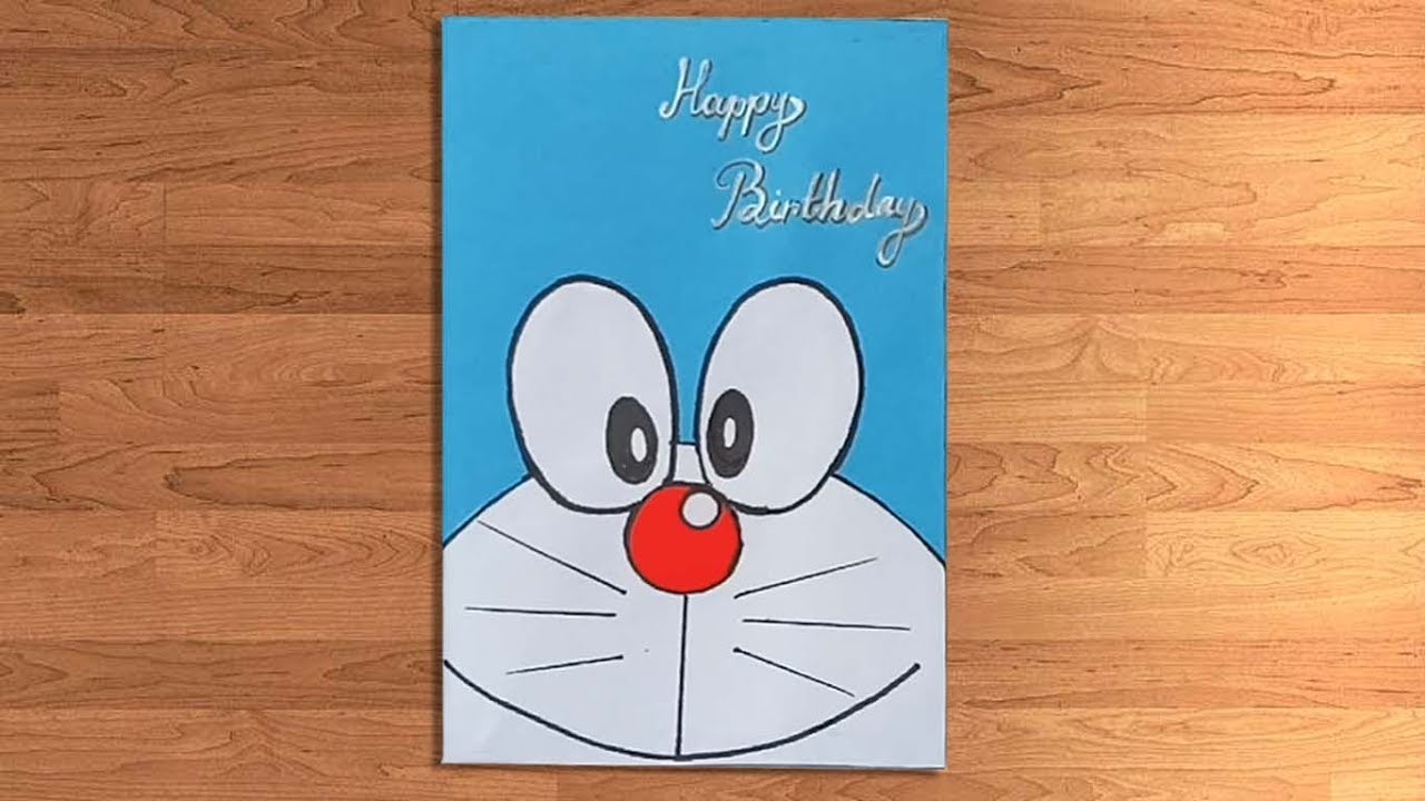 How to make Cute birthday Card For Kids / Doraemon card - YouTube
