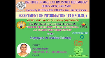 IT ATAL FDP day 2 session 2 Cryptography and blockchain technology