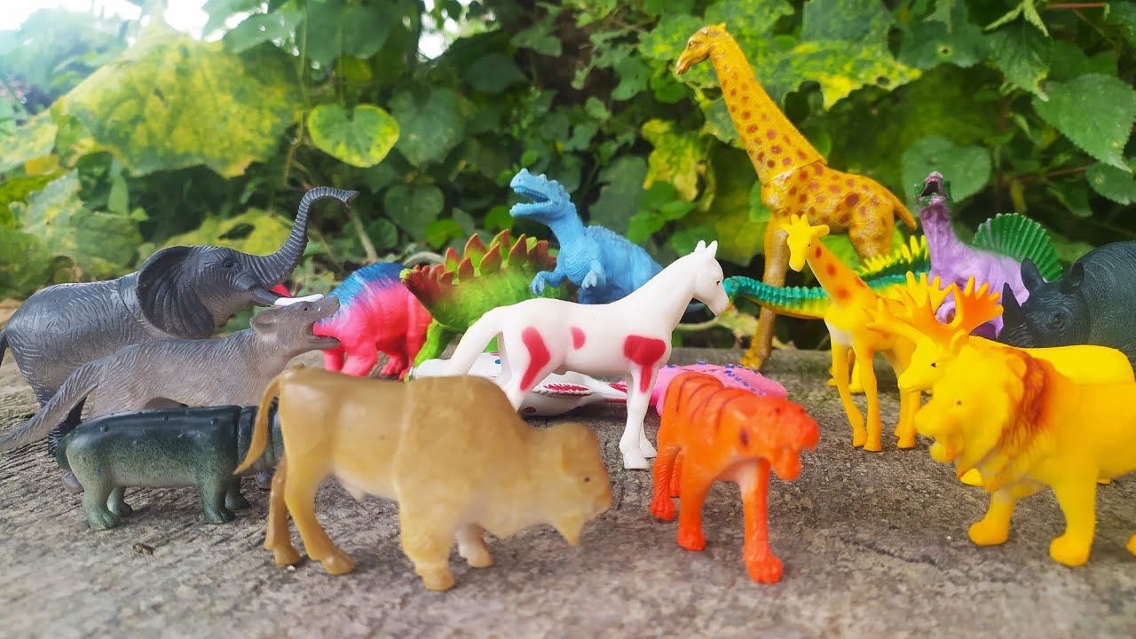 mainan hewan-hewanan dinosaurus, gajah, badak, harimau, singa, kuda dan ...