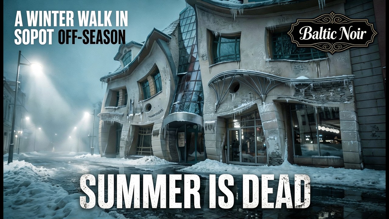 Baltic Noir ❄️ Sopot, Poland 🇵🇱 | Sunday Afternoon Winter Walk 4K | Gloomy City & Sea ASMR