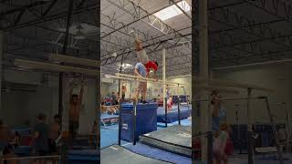 Double back on p bars. #shorts #viral #gym #gymnast #flips #fail #shortsvideo