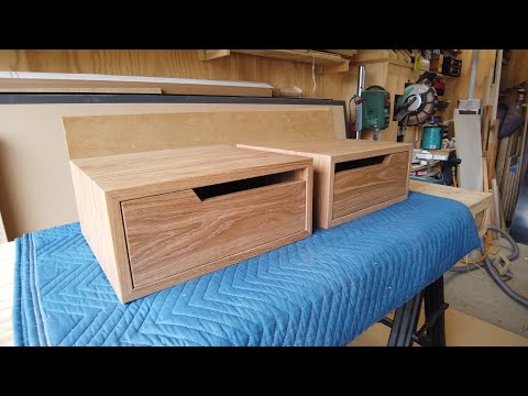 A Pair of Floating Oak Bedside Tables