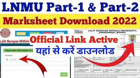 LNMU Part-1 & Part-2 Online Marksheet Download kaise kare||LNMU Part-1 Part-2 Marksheet Download||