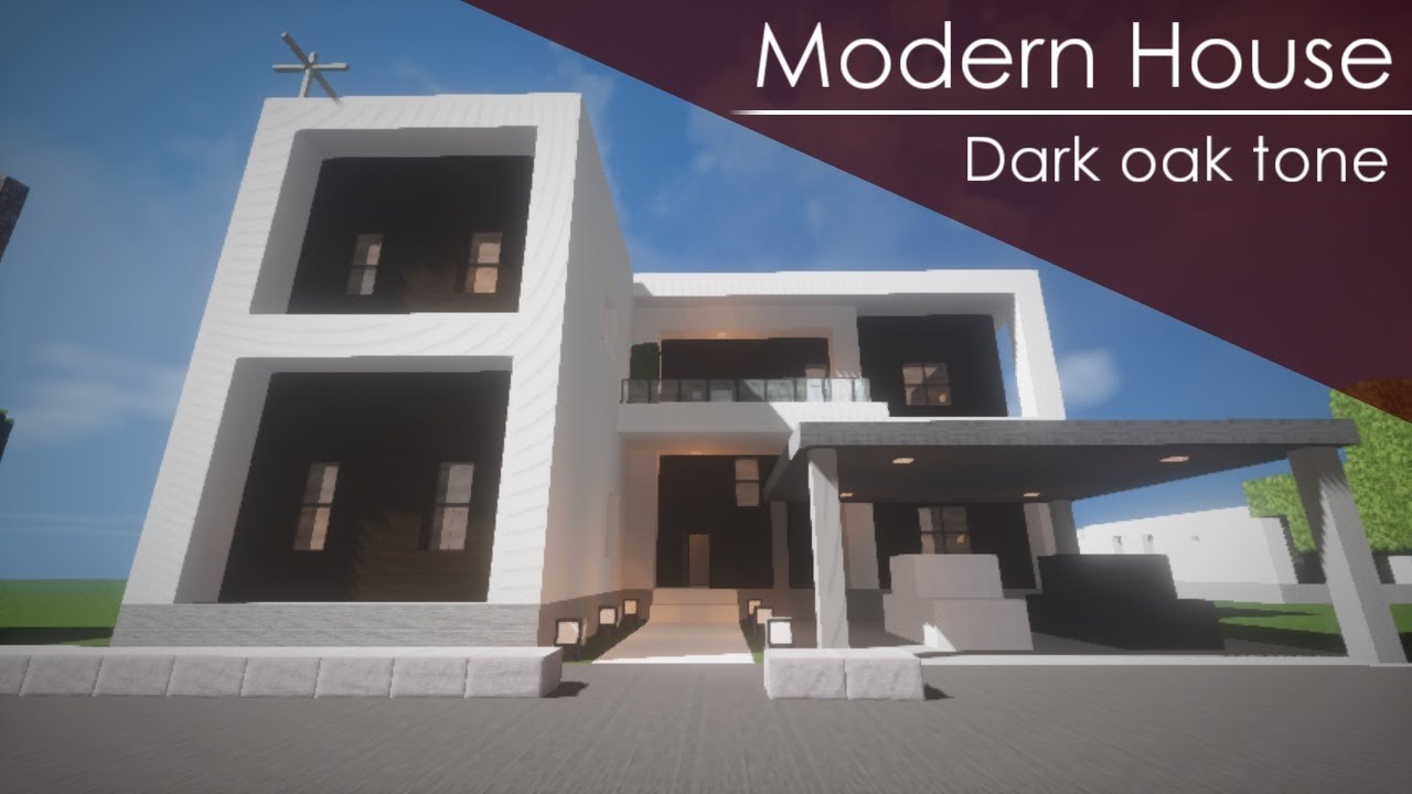 Minecraft ダークオーク基調モダンハウスの建築方法 モダン建築シリーズ Part1 Youtube